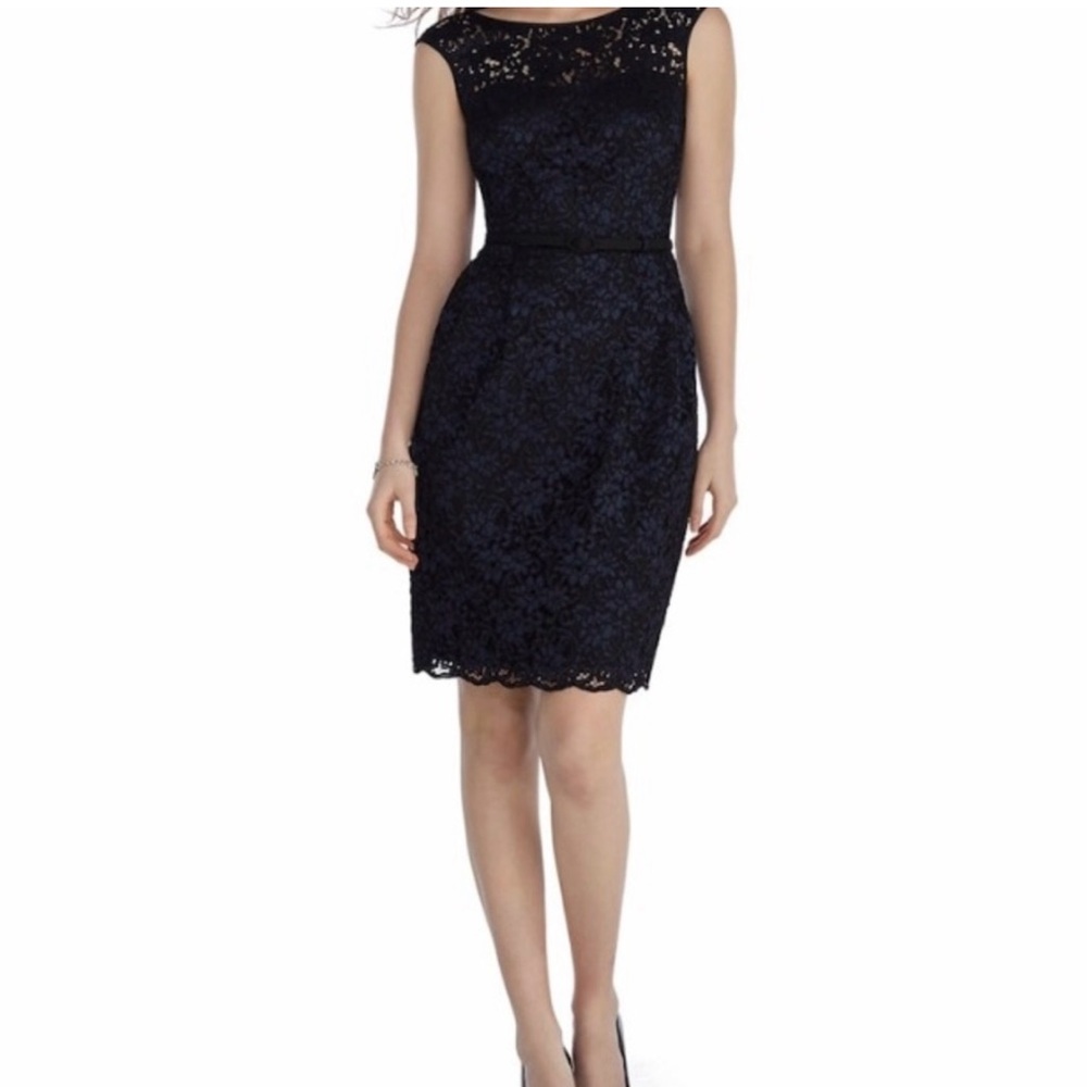 White House Black Market Black Lace Tulip Dress Sz 8